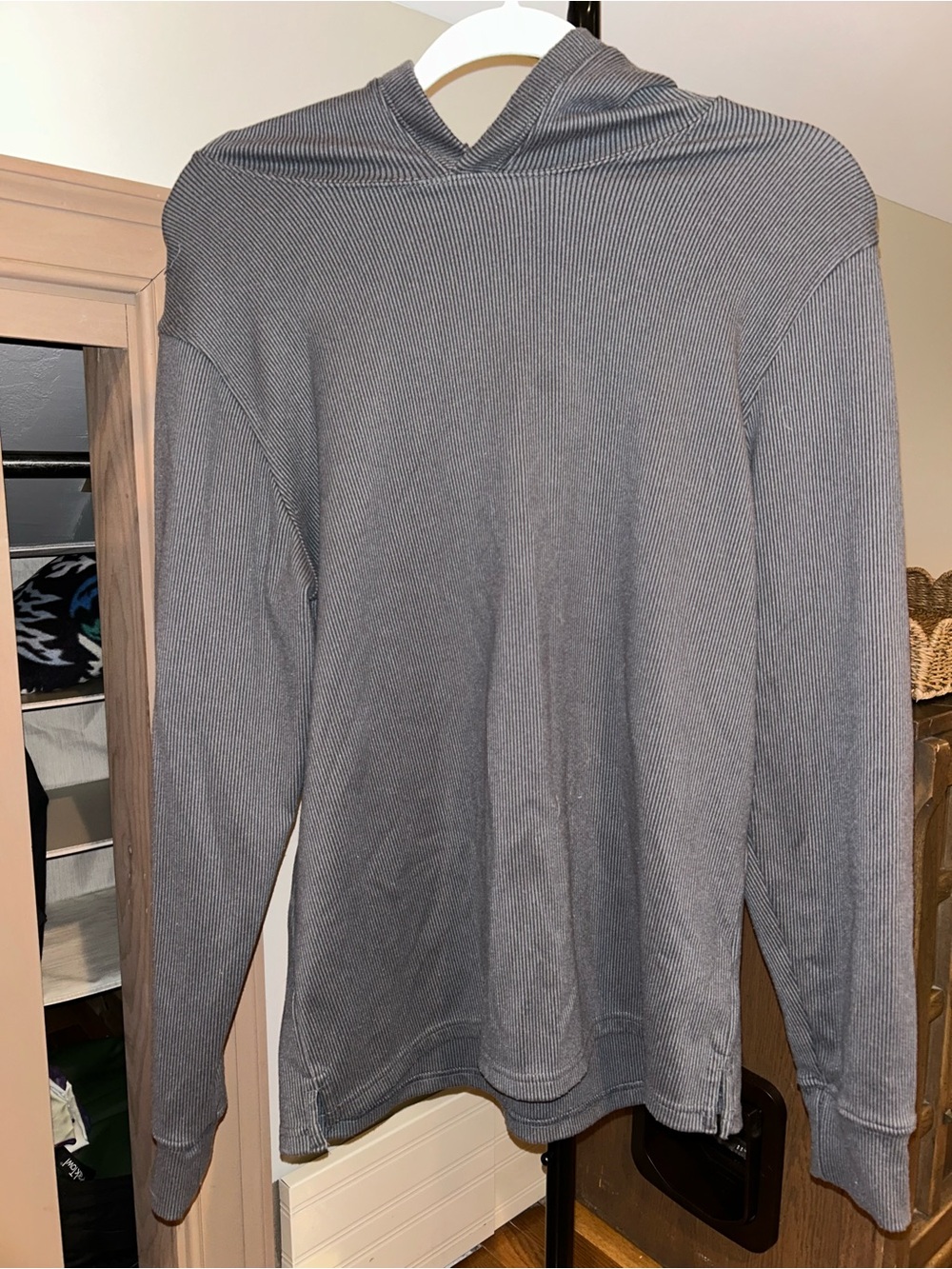 Geoffrey Beene Charcoal Robbed Pullover Hoodie Long Sleeve Shirt